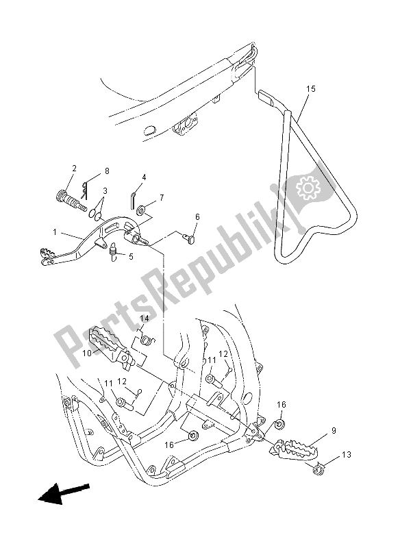 All parts for the Stand & Footrest of the Yamaha YZ 250F 2008