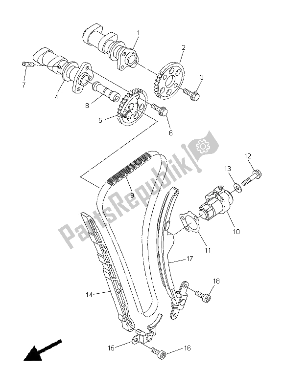 All parts for the Camshaft & Chain of the Yamaha WR 250R 2012