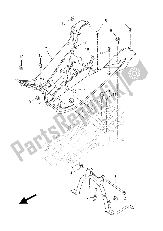 All parts for the Stand & Footrest of the Yamaha NS 50 2015