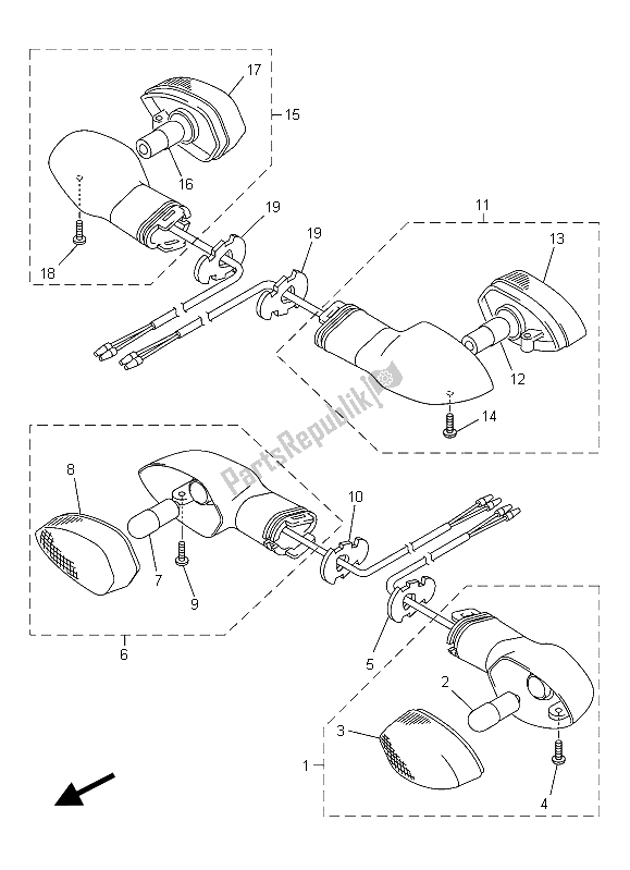 Alle onderdelen voor de Knipperlicht van de Yamaha XJ6 NA 600 2015