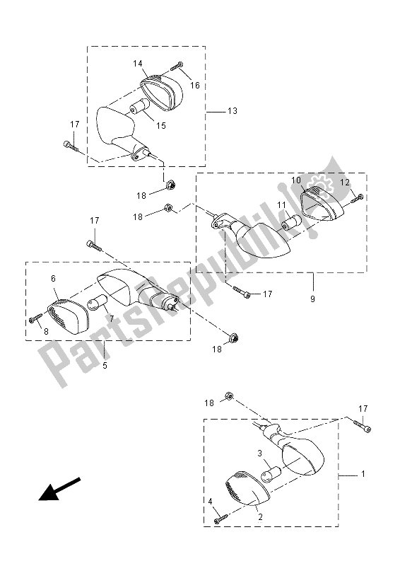 Todas las partes para Luz Intermitente de Yamaha YZF R 125A 2015