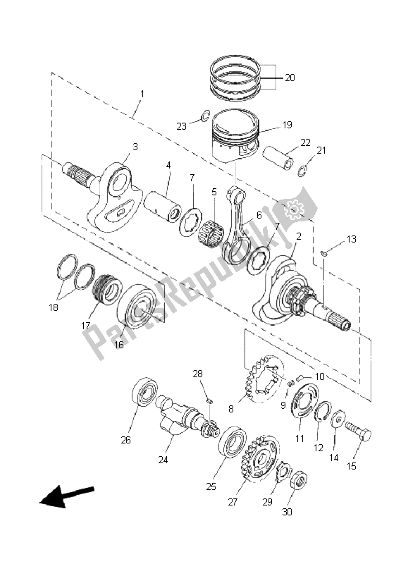 Todas las partes para Cigüeñal Y Pistón de Yamaha YFM 350 FA Bruin 2X4 2004