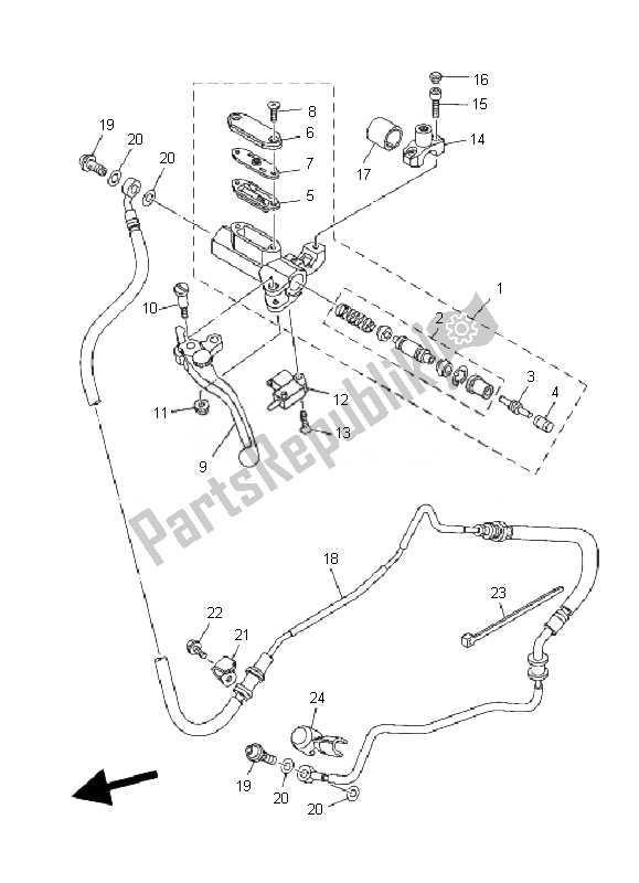 All parts for the Front Master Cylinder 2 of the Yamaha MT 01 1670 2007