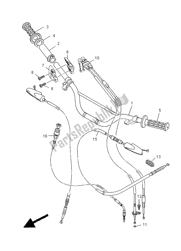 All parts for the Steering Handle & Cable of the Yamaha TT R 125E SW LW 2012