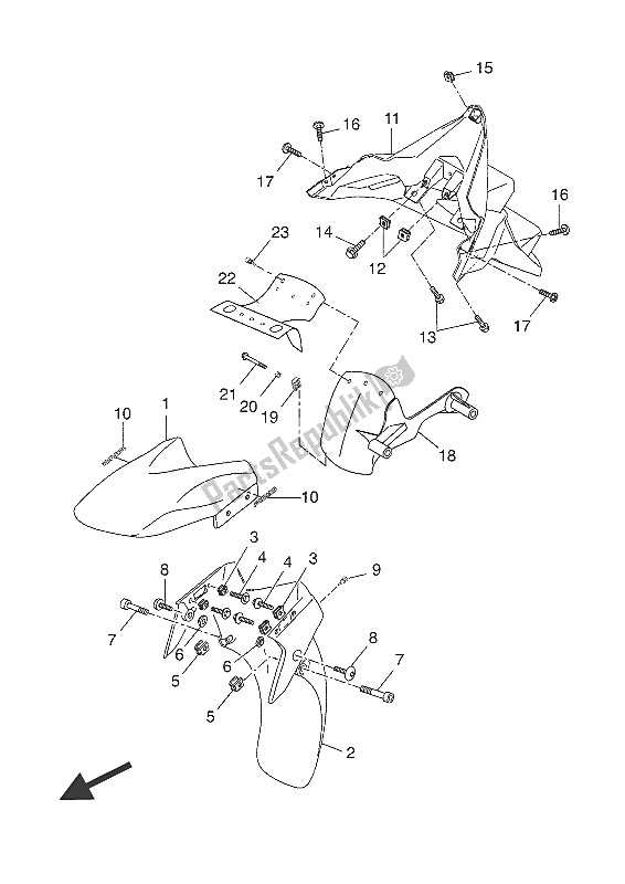 Tutte le parti per il Parafango del Yamaha YP 250 RA 2016