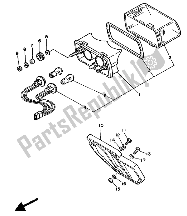 All parts for the Taillight of the Yamaha RD 350 LCF 1986