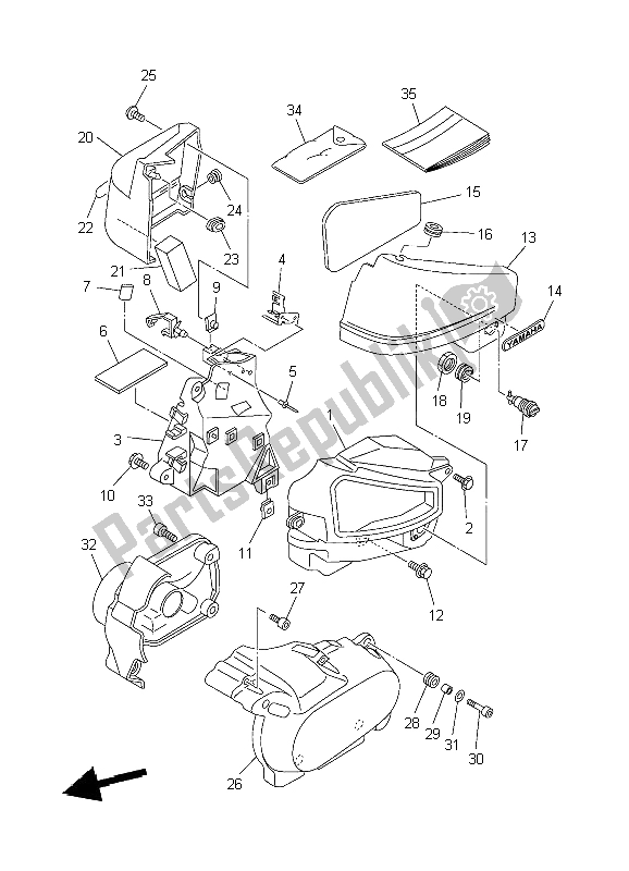 All parts for the Side Cover of the Yamaha XVS 650A Dragstar Classic 2004