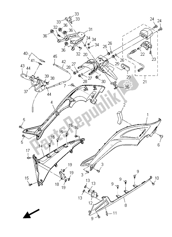 Tutte le parti per il Coperchio Laterale 2 del Yamaha XP 500A 2015