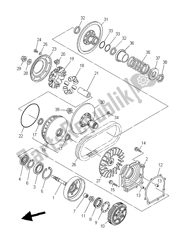 All parts for the Clutch of the Yamaha YFM 550 Fwad Dpbse Grizzly 4X4 2014