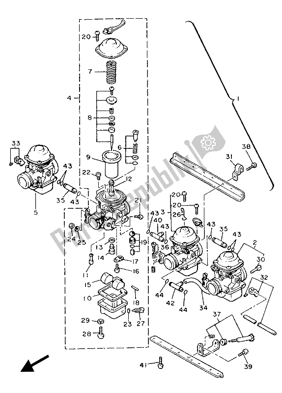 Todas as partes de Carburador do Yamaha XJ 900F 1989