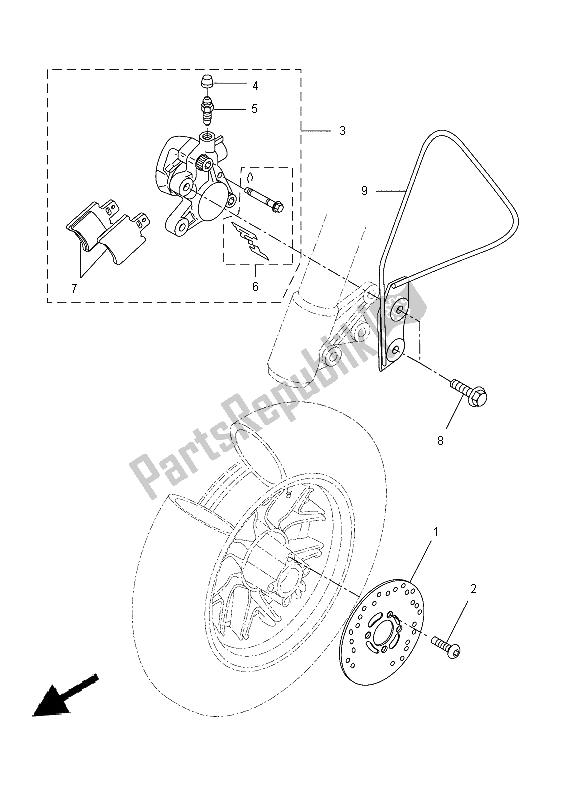 All parts for the Front Brake Caliper of the Yamaha CW 50 2014