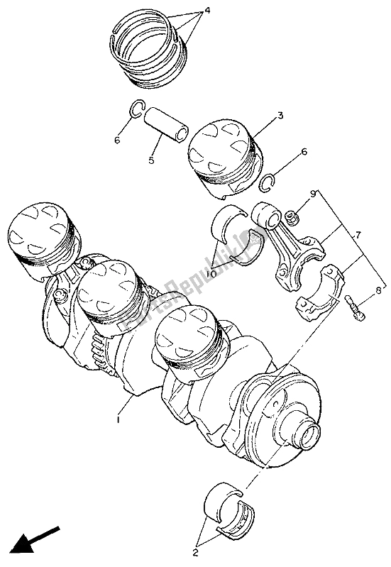 All parts for the Crankshaft & Piston of the Yamaha FZ 750 Genesis 1988