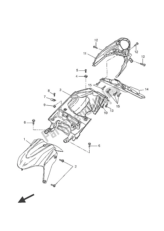 All parts for the Front Fender of the Yamaha NS 50N 2016