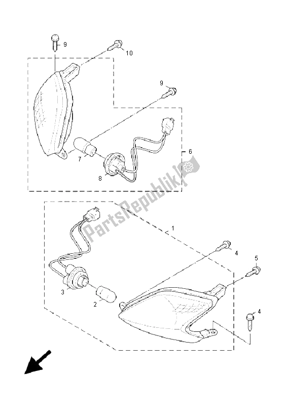 All parts for the Flasher Light of the Yamaha XC 125 Cygnus 2005