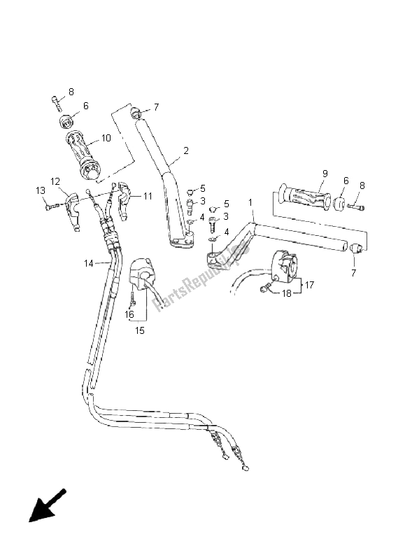 Todas las partes para Manija De Dirección Y Cable de Yamaha FJR 1300 2001