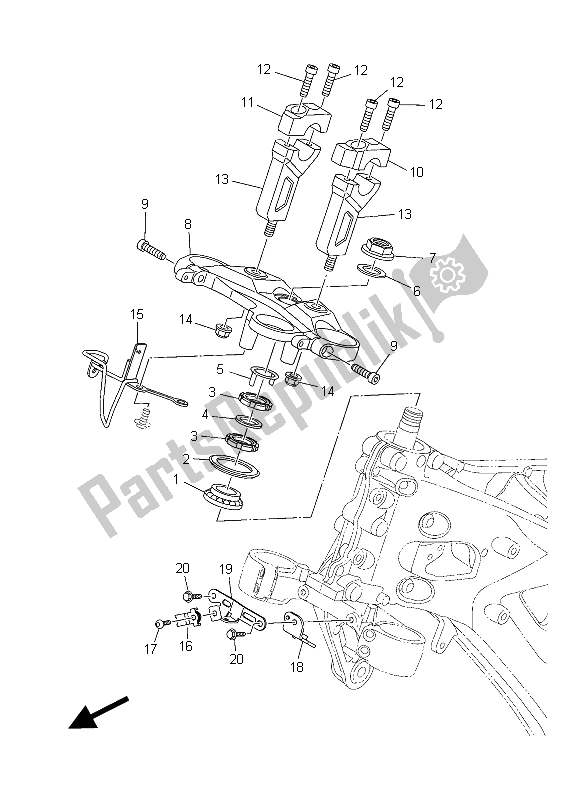 Alle onderdelen voor de Sturen van de Yamaha MT 09 Tracer ABS 900 2015