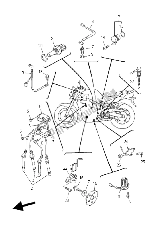 Alle onderdelen voor de Elektrisch 1 van de Yamaha FZ6 Nahg 600 2007