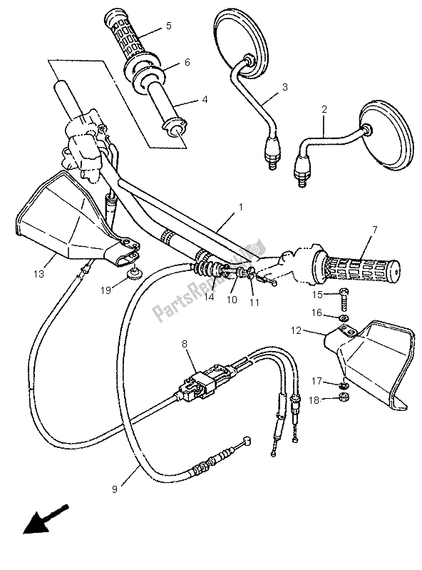 Alle onderdelen voor de Stuurhendel En Kabel van de Yamaha DT 125R 1997