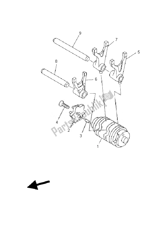 All parts for the Shift Cam & Fork of the Yamaha TT R 125 SW LW 2007