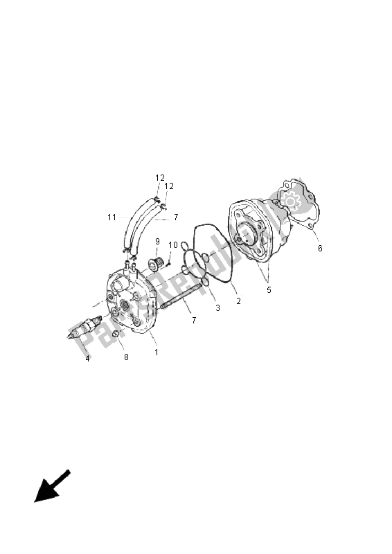 All parts for the Cylinder Head of the Yamaha YQ 50 Aerox 2009