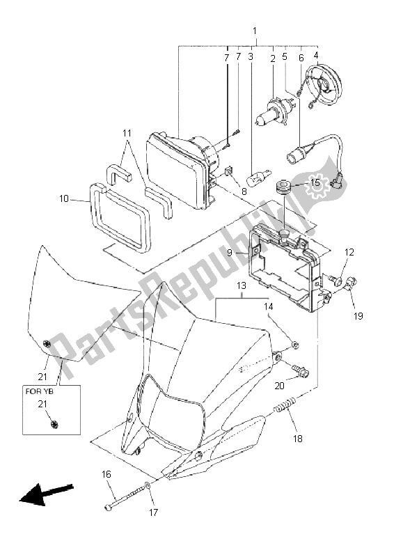 All parts for the Headlight of the Yamaha WR 250X 2011