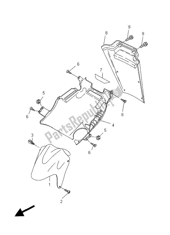 All parts for the Front Fender of the Yamaha YQ 50L Aerox 50 TH Anniversary 2012