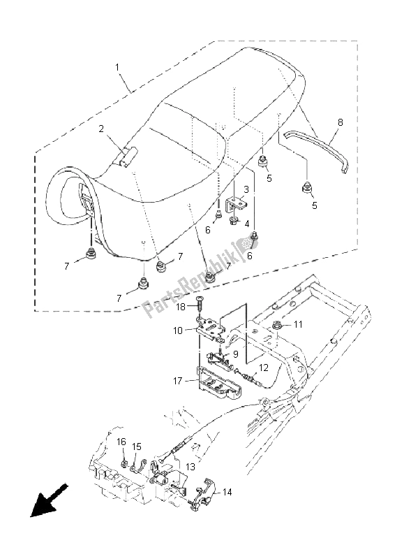 Alle onderdelen voor de Stoel van de Yamaha TDM 900 2005