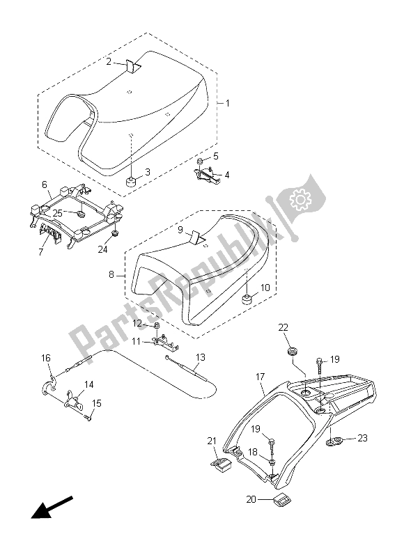 All parts for the Seat of the Yamaha FJR 1300 AE 2015