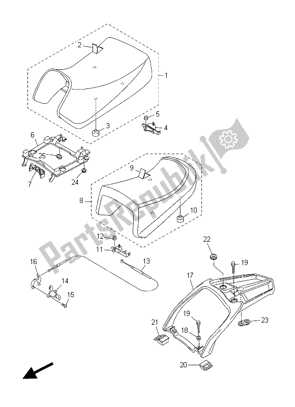 All parts for the Seat of the Yamaha FJR 1300 AE 2015
