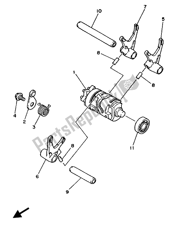 Toutes les pièces pour le Came Et Fourchette De Changement De Vitesse du Yamaha YZ 490 1987