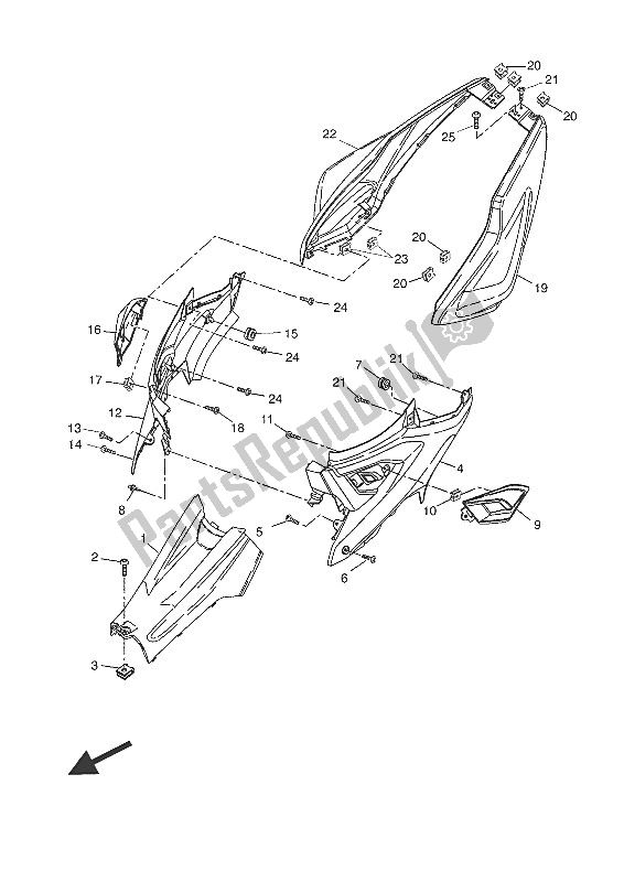 All parts for the Side Cover of the Yamaha NS 50F 2016