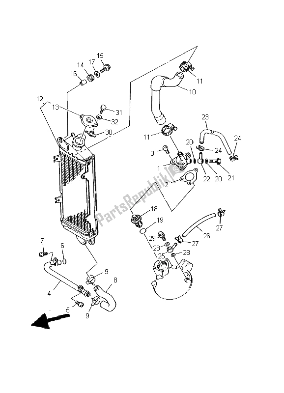 Tutte le parti per il Tubo Del Radiatore del Yamaha DT 125R 2002