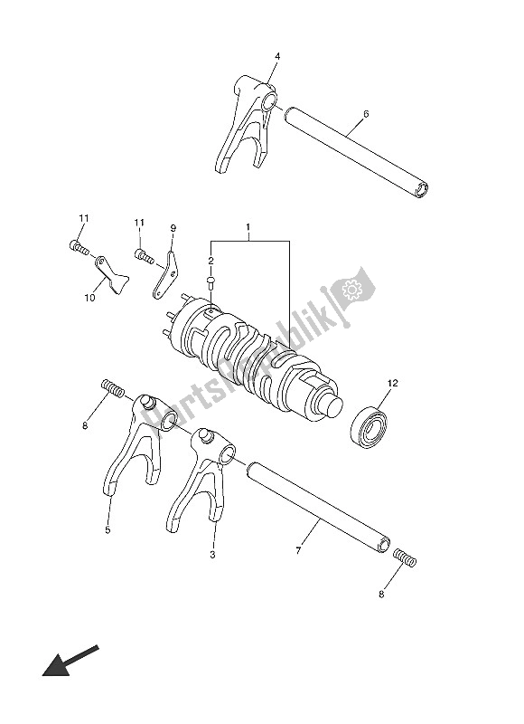 All parts for the Shift Cam & Fork of the Yamaha YZF R6 600 2016