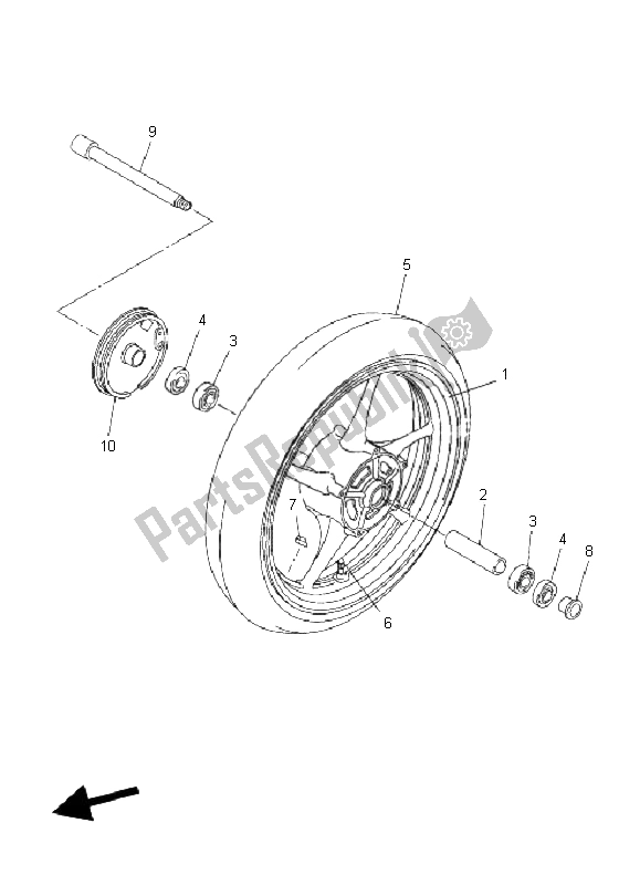 Tutte le parti per il Ruota Anteriore del Yamaha FZ1 NA Fazer 1000 2009