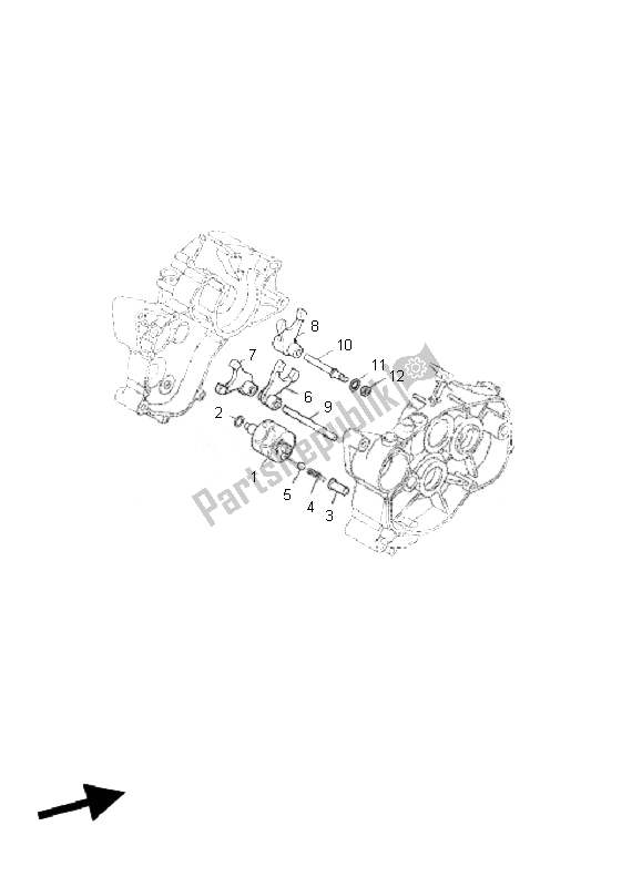 All parts for the Shift Cam & Fork of the Yamaha TZR 50 2010