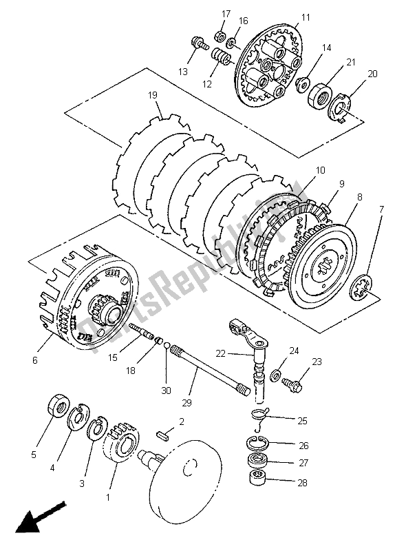 All parts for the Clutch of the Yamaha XV 250 Virago 1996
