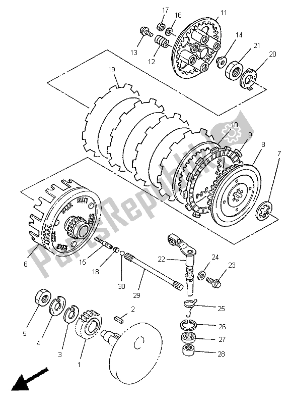 All parts for the Clutch of the Yamaha XV 250 Virago 1996
