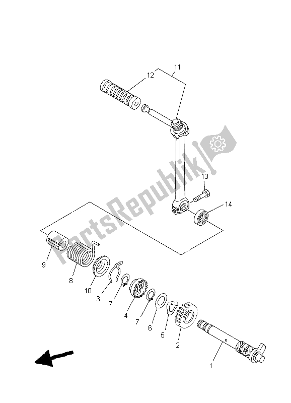 All parts for the Starter of the Yamaha TT R 110E 2009