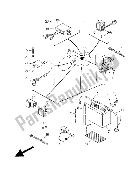 Todas as partes de Elétrica 1 do Yamaha SR 125 2000