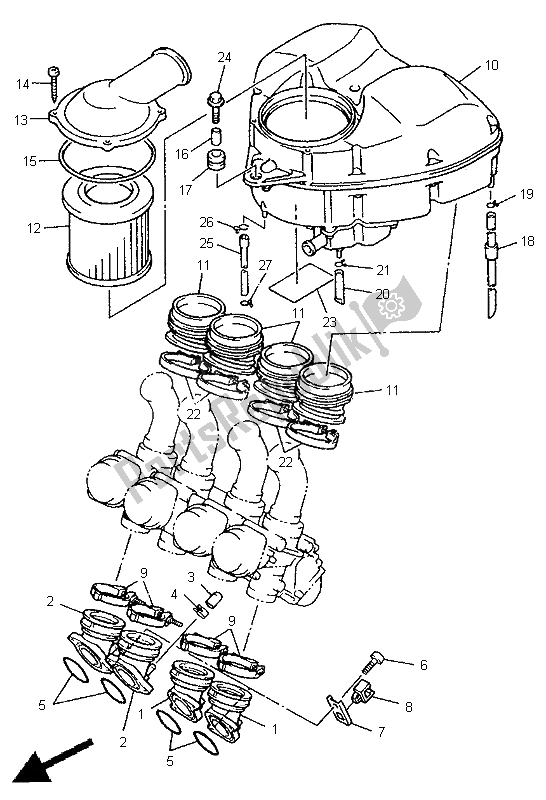 All parts for the Intake of the Yamaha XJ 900S Diversion 1998