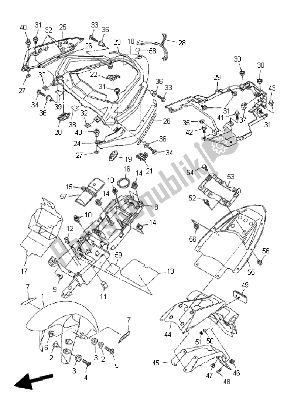 Tutte le parti per il Parafango del Yamaha FZ1 SA Fazer 1000 2010