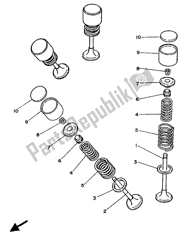 Todas las partes para Válvula de Yamaha XT 350 1992