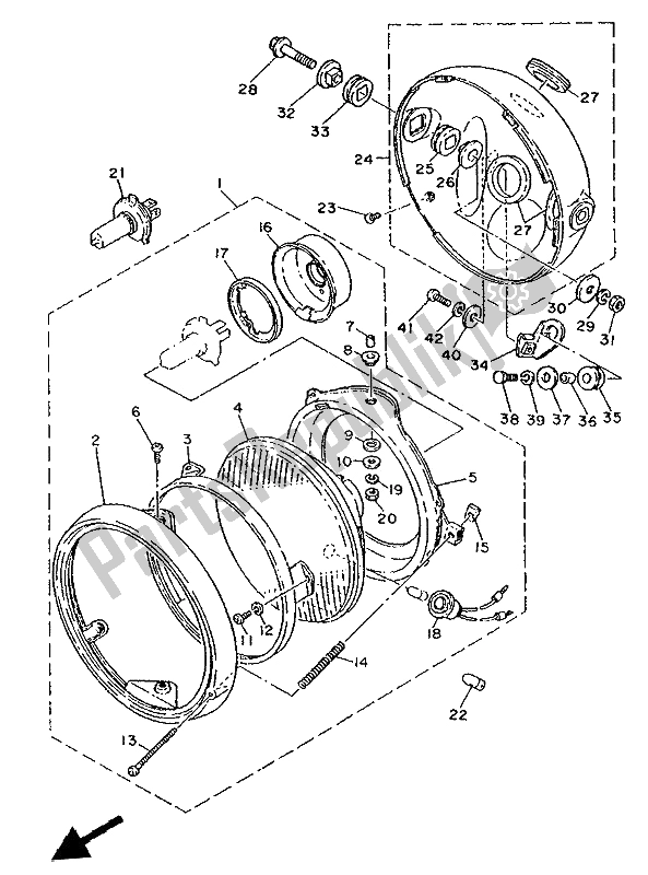 All parts for the Headlight of the Yamaha SR 500 1993