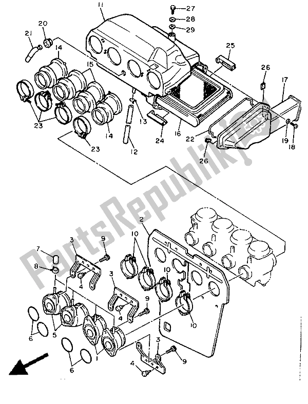 Toutes les pièces pour le Admission du Yamaha FJ 1200 1988