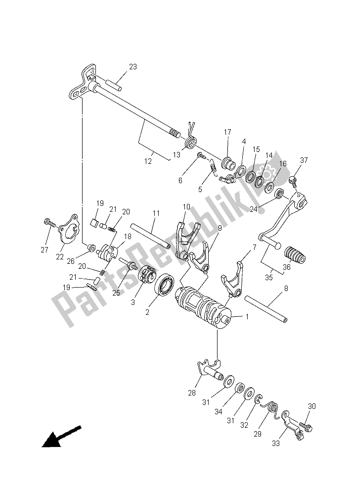 All parts for the Shift Cam & Fork of the Yamaha YFM 700R 2015