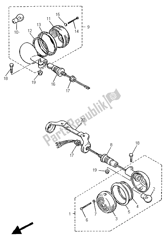 Toutes les pièces pour le Lumière Clignotante du Yamaha XV 750 Virago 1995