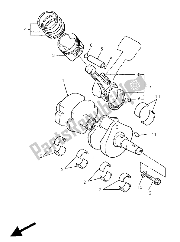 Todas las partes para Cigüeñal Y Pistón de Yamaha XVZ 1300A Royalstar 1998