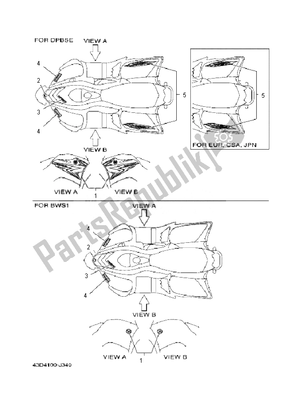 All parts for the Graphics of the Yamaha YFM 90R 2010