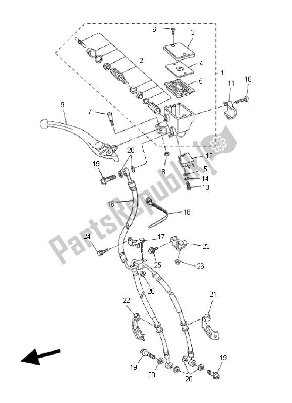 All parts for the Front Master Cylinder of the Yamaha FZ1 S Fazer 1000 2007