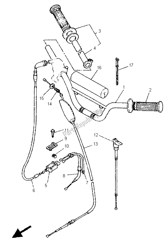 Alle onderdelen voor de Stuurhendel En Kabel van de Yamaha PW 80 1998